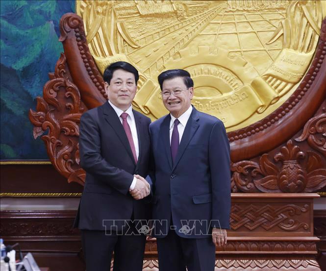 Chủ tịch nước Lương Cường hội đàm với Tổng Bí thư, Chủ tịch nước Lào